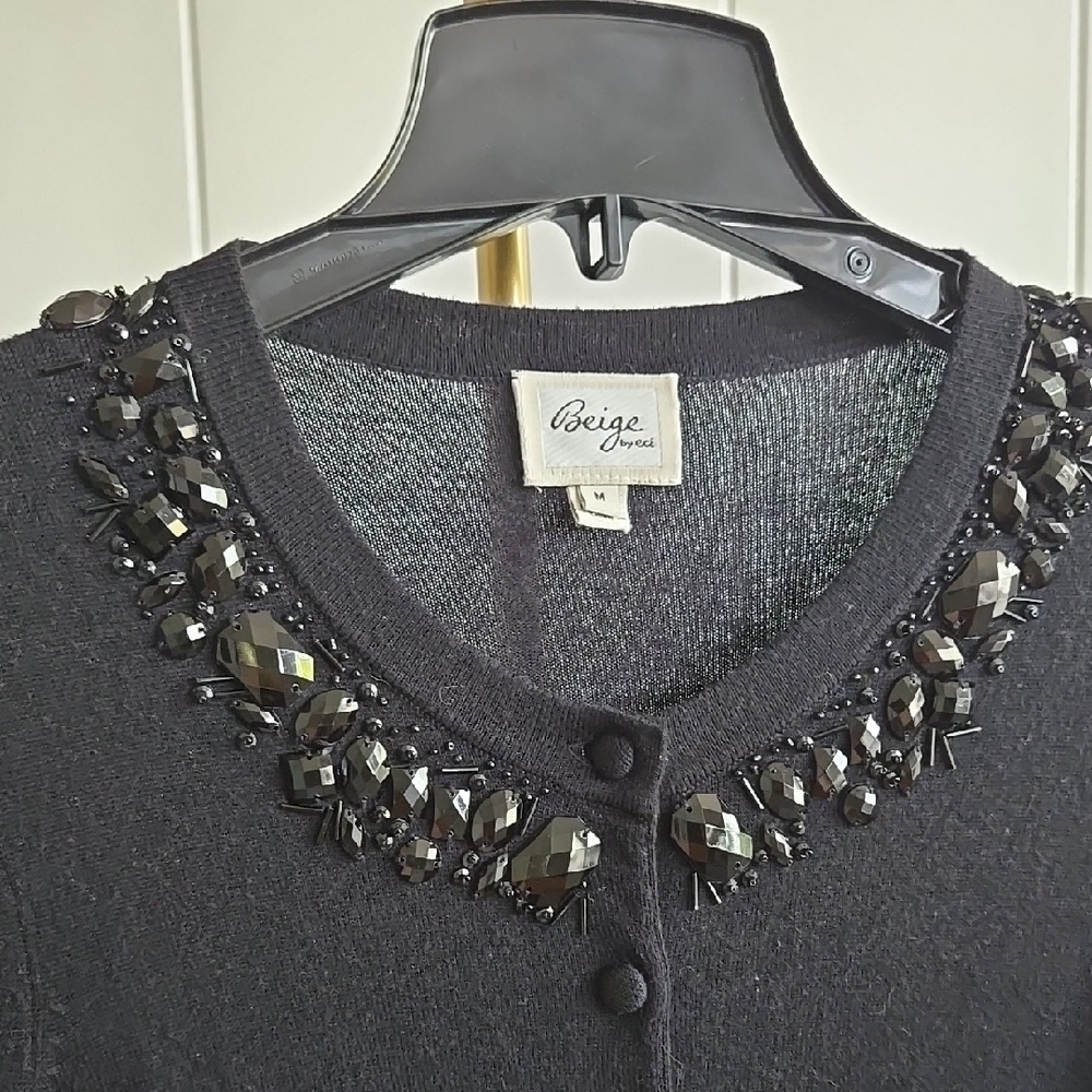C. Wonder Black Cardigan with Beaded Neckline - Picture 2 of 6